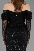 Long Black Beaded Evening Dress ABU5825