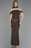 Long Brown Dantelle Evening Dress ABU5839