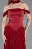 Long Burgundy Dantelle Evening Dress ABU5799