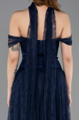 Long Navy Blue Dantelle Evening Dress ABU5799