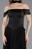 Long Black Dantelle Evening Dress ABU5799