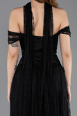Long Black Dantelle Evening Dress ABU5799