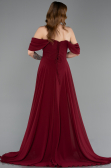 Long Burgundy Chiffon Prom Gown ABU5826