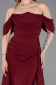 Long Burgundy Chiffon Prom Gown ABU5826