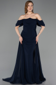 Long Navy Blue Chiffon Prom Gown ABU5826