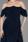 Long Navy Blue Chiffon Prom Gown ABU5826