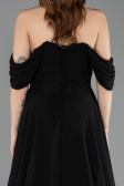 Long Black Chiffon Prom Gown ABU5826