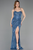 Indigo Long Scaly Evening Dress ABU3246