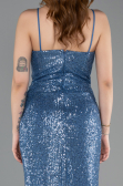 Indigo Long Scaly Evening Dress ABU3246