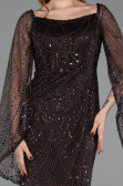 Brown Long Beaded Evening Dress ABU5066