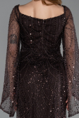 Brown Long Beaded Evening Dress ABU5066