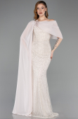 Long Beige Beaded Evening Dress ABU5816