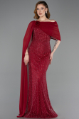 Long Burgundy Beaded Evening Dress ABU5816