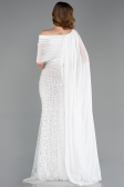 Long White Beaded Evening Dress ABU5816