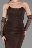 Long Brown Dantelle Evening Dress ABU5817