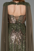 Long Olive Drab Scaly Evening Dress ABU5828