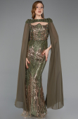 Long Olive Drab Scaly Evening Dress ABU5828