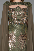 Long Olive Drab Scaly Evening Dress ABU5828