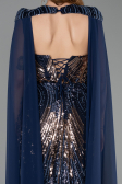 Long Navy Blue Scaly Evening Dress ABU5828