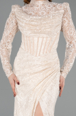 Long Beige Dantelle Evening Dress ABU5771