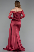 Burgundy Long Satin Mermaid Evening Gown ABU5641
