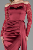 Burgundy Long Satin Mermaid Evening Gown ABU5641