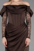 Long Brown Satin Evening Dress ABU5829