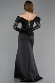 Long Black Satin Evening Dress ABU5829