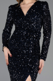 Midi Navy Blue Scaly Cocktail Dress ABK2543