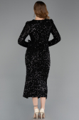 Midi Black Scaly Cocktail Dress ABK2543