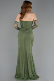 Olive Drab Long Dantelle Evening Dress ABU5603