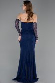 Navy Blue Long Dantelle Evening Dress ABU5603