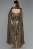 Long Olive Drab Scaly Evening Dress ABU5828