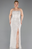 Beige Long Scaly Plus Size Evening Dress ABU3322