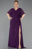 Plum Long Chiffon Plus Size Evening Dress ABU4911