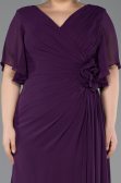Plum Long Chiffon Plus Size Evening Dress ABU4911