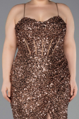 Long Copper Scaly Plus Size Evening Dress ABU5818
