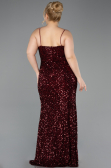 Long Burgundy Scaly Plus Size Evening Dress ABU5818