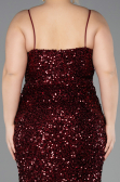 Long Burgundy Scaly Plus Size Evening Dress ABU5818