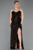 Long Brown Scaly Plus Size Evening Dress ABU5818