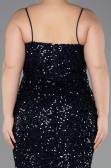 Long Navy Blue Scaly Plus Size Evening Dress ABU5818