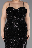 Long Black Scaly Plus Size Evening Dress ABU5818