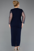 Midi Navy Blue Plus Size Evening Dress ABK2418