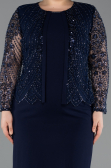 Midi Navy Blue Plus Size Evening Dress ABK2418