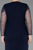 Midi Navy Blue Plus Size Evening Dress ABK2418