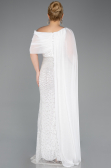Long White Beaded Plus Size Evening Dress ABU5819
