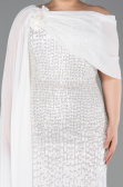 Long White Beaded Plus Size Evening Dress ABU5819
