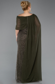 Long Olive Drab Beaded Plus Size Evening Dress ABU5819