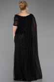 Long Black Beaded Plus Size Evening Dress ABU5819