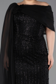 Long Black Beaded Plus Size Evening Dress ABU5819